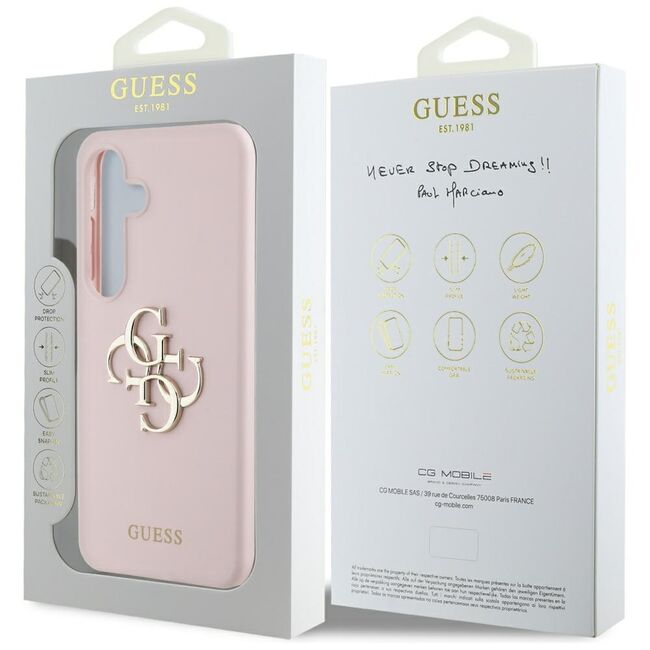 Husa premium pentru  Samsung Galaxy S25 Guess Elegance Series - Roz neon