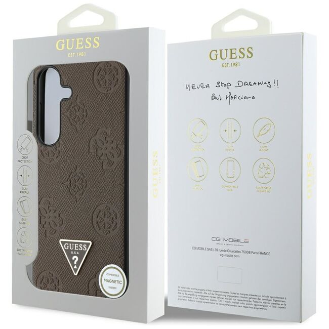 Husa premium pentru  Samsung Galaxy S25 compatibila MagSafe Guess Luxury Series - Maro inchis