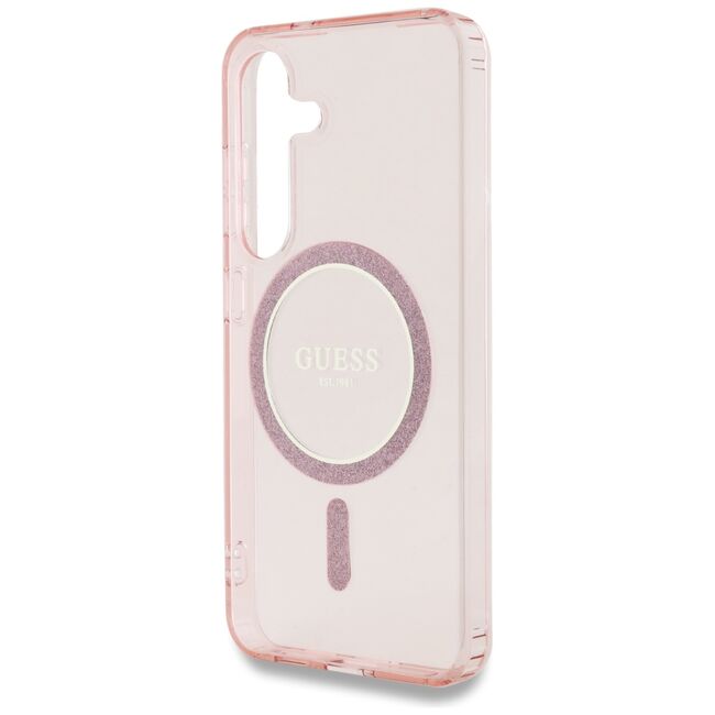 Husa premium pentru  Samsung Galaxy S25 compatibila MagSafe Guess Luxury Series - Roz pal