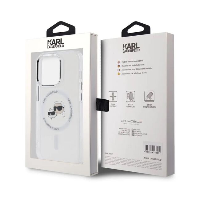 Husa premium pentru  iPhone 14 Pro  Karl Lagerfeld compatibila Magsafe - Alb