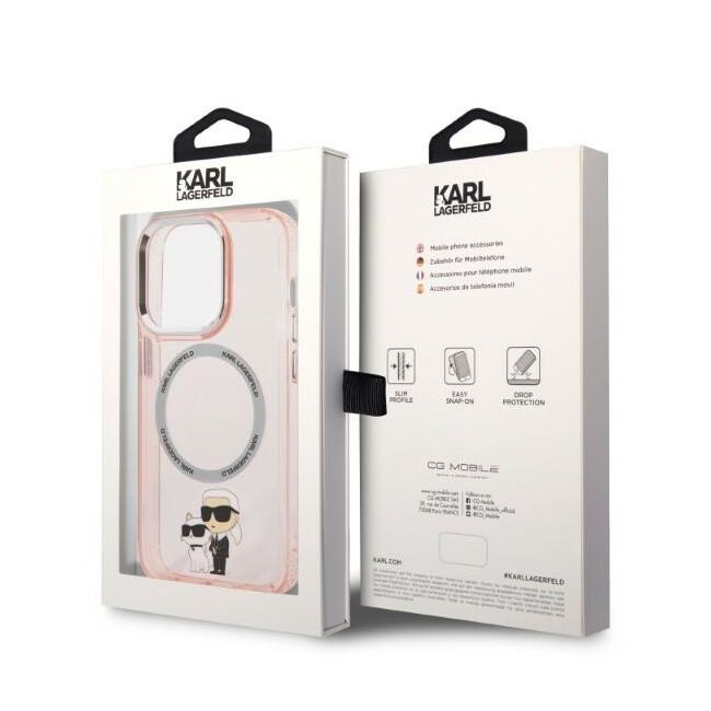 Husa premium pentru  iPhone 14 Pro  Karl Lagerfeld compatibila Magsafe - Roz pal