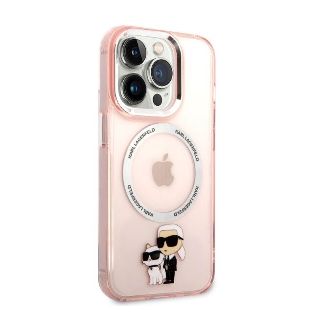 Husa premium pentru  iPhone 14 Pro  Karl Lagerfeld compatibila Magsafe - Roz pal