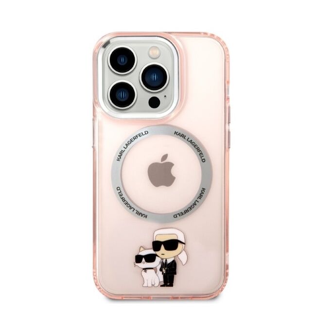 Husa premium pentru  iPhone 14 Pro  Karl Lagerfeld compatibila Magsafe - Roz pal
