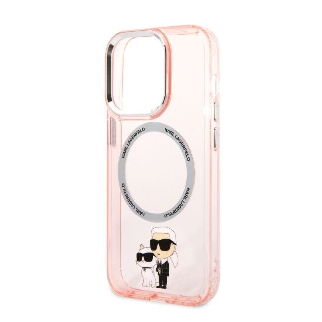 Husa premium pentru  iPhone 14 Pro  Karl Lagerfeld compatibila Magsafe - Roz pal