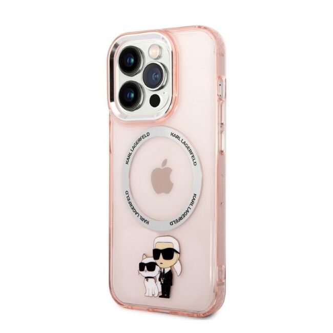 Husa premium pentru  iPhone 14 Pro  Karl Lagerfeld compatibila Magsafe - Roz pal