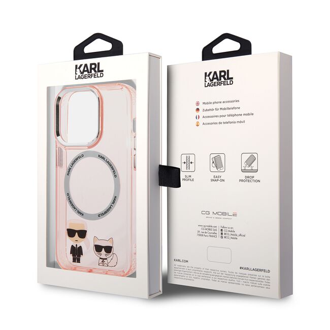 Husa premium pentru  iPhone 14 Pro  Karl Lagerfeld compatibila Magsafe - Roz