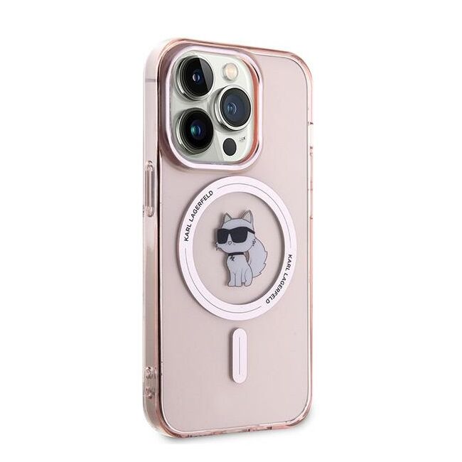 Husa premium pentru  iPhone 14 Pro  Karl Lagerfeld compatibila Magsafe - Roz