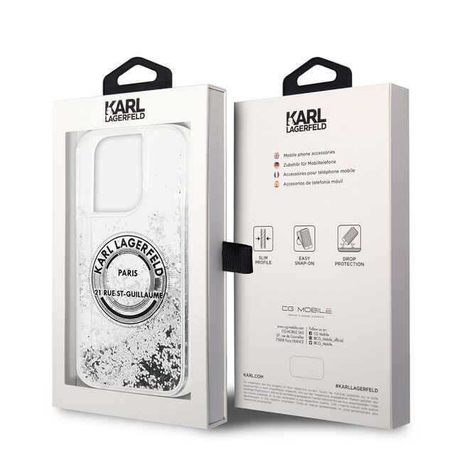 Husa premium pentru  iPhone 14 Pro  Karl Lagerfeld superior quality - Gri deschis
