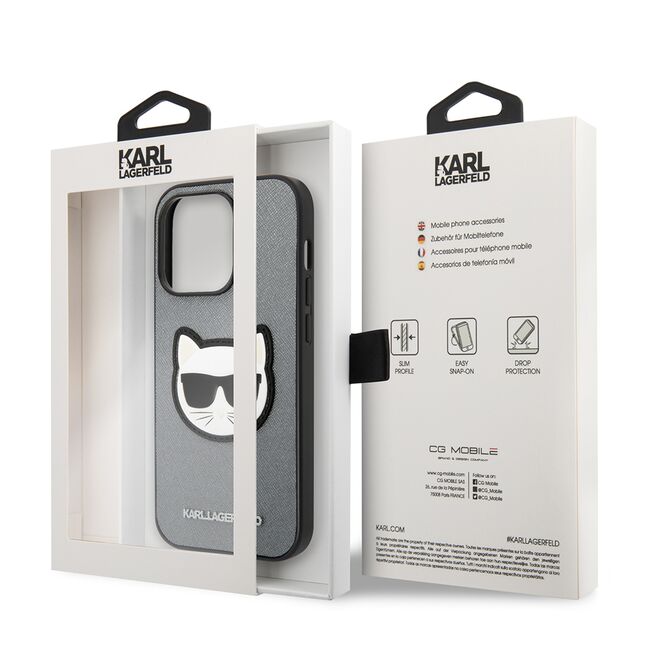 Husa premium pentru  iPhone 14 Pro  Karl Lagerfeld superior quality - Gri deschis