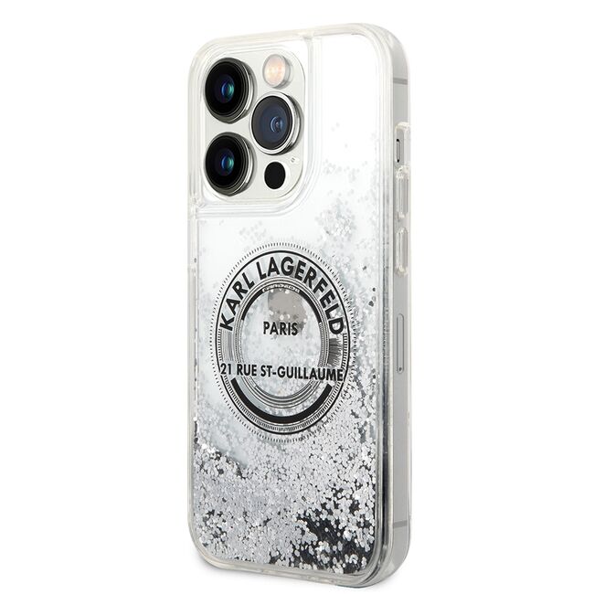 Husa premium pentru  iPhone 14 Pro  Karl Lagerfeld superior quality - Gri deschis