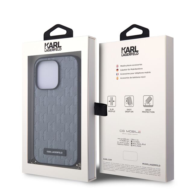 Husa premium pentru  iPhone 14 Pro  Karl Lagerfeld superior quality - Gri inchis