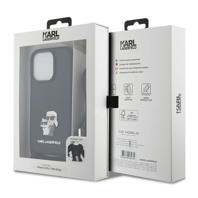 Husa premium pentru  iPhone 14 Pro  Karl Lagerfeld superior quality - Negru electric
