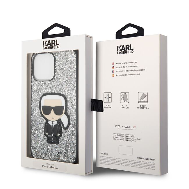 Husa premium pentru  iPhone 14 Pro Max Karl Lagerfeld superior quality - Argintiu