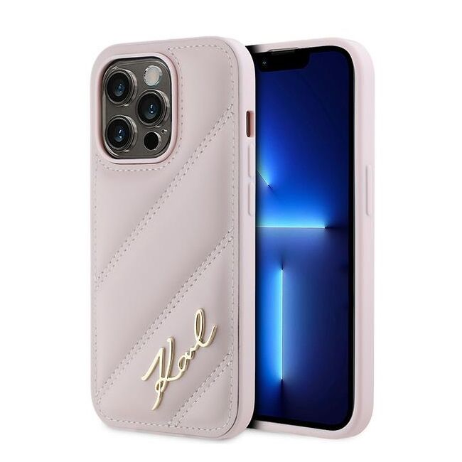 Husa premium pentru  iPhone 14 Pro Max Karl Lagerfeld superior quality - Roz neon