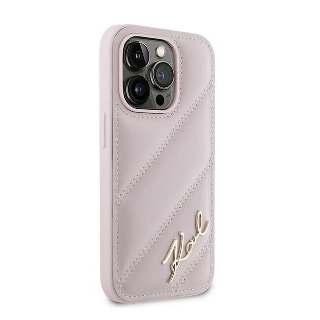 Husa premium pentru  iPhone 14 Pro Max Karl Lagerfeld superior quality - Roz neon