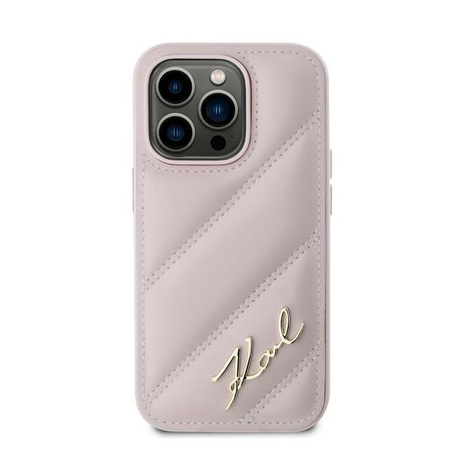 Husa premium pentru  iPhone 14 Pro Max Karl Lagerfeld superior quality - Roz neon