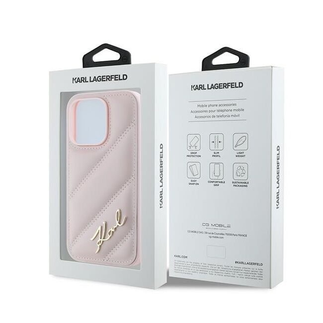 Husa premium pentru  iPhone 14 Pro Max Karl Lagerfeld superior quality - Roz neon