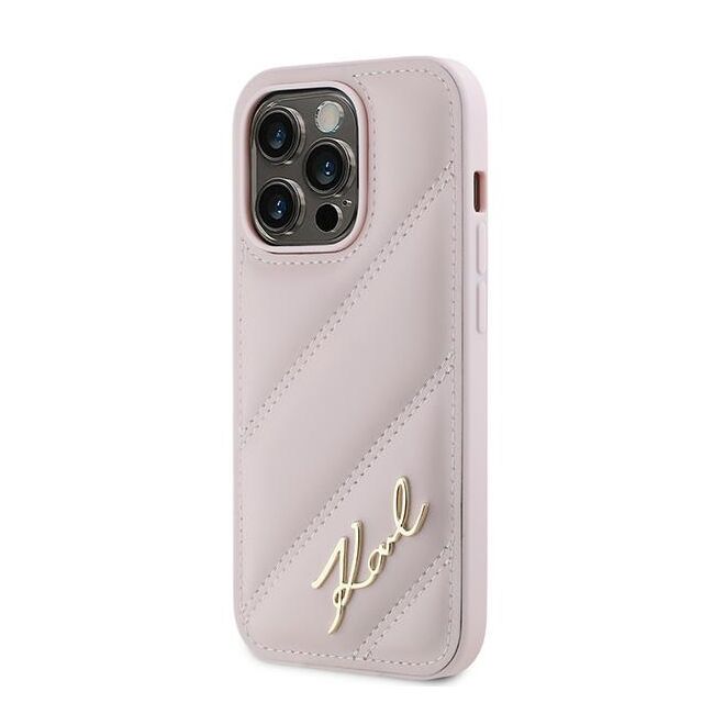 Husa premium pentru  iPhone 14 Pro Max Karl Lagerfeld superior quality - Roz neon