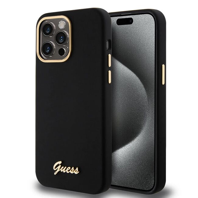 Husa premium pentru  iPhone 15 Pro Max Guess Elegance Series - Negru denim