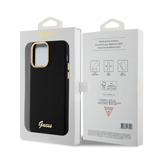 Husa premium pentru  iPhone 15 Pro Max Guess Elegance Series - Negru denim