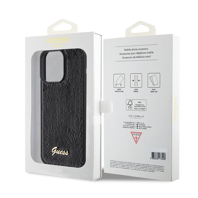 Husa premium pentru  iPhone 15 Pro Max Guess Elegance Series - Negru