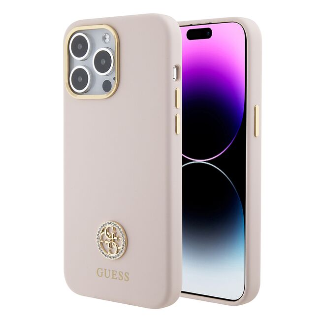 Husa premium pentru  iPhone 15 Pro Max Guess Elegance Series - Roz pal