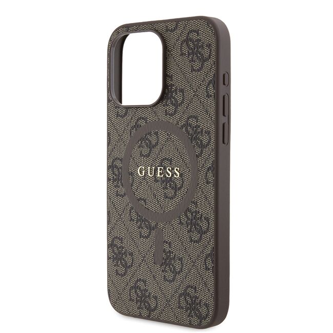 Husa premium pentru  iPhone 15 Pro Max compatibila MagSafe Guess Luxury Series - Maro