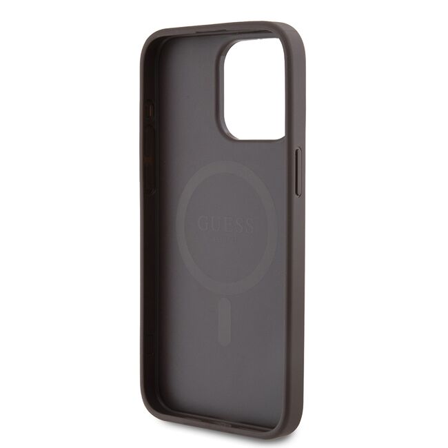 Husa premium pentru  iPhone 15 Pro Max compatibila MagSafe Guess Luxury Series - Maro