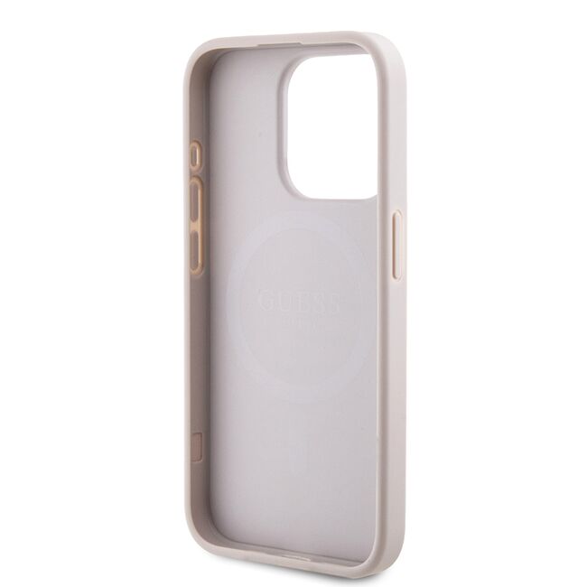 Husa premium pentru  iPhone 15 Pro Max compatibila MagSafe Guess Luxury Series - Roz neon