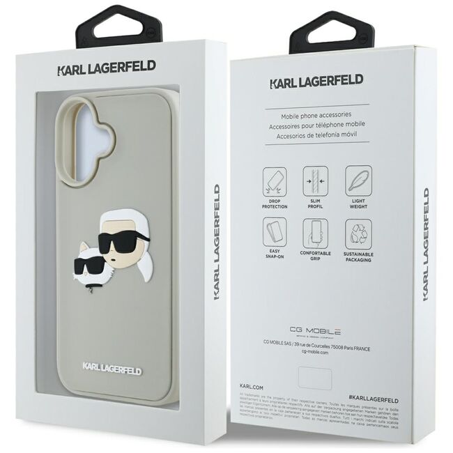 Husa premium pentru  iPhone 16 Karl Lagerfeld superior quality - Gri