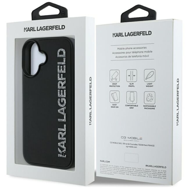 Husa premium pentru  iPhone 16 Karl Lagerfeld superior quality - Negru denim