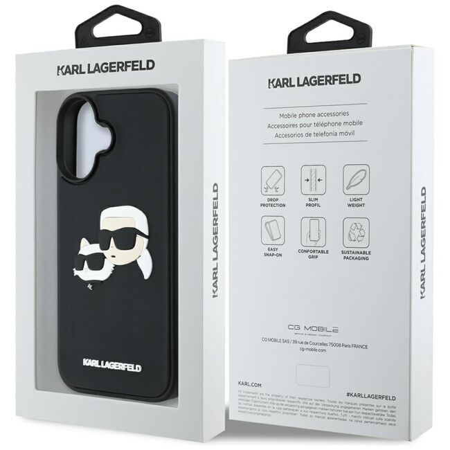Husa premium pentru  iPhone 16 Karl Lagerfeld superior quality - Negru royal