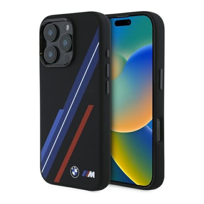 Husa premium pentru  iPhone 16 Pro Max compatibila MagSafe BMW Signature - Negru multicolor