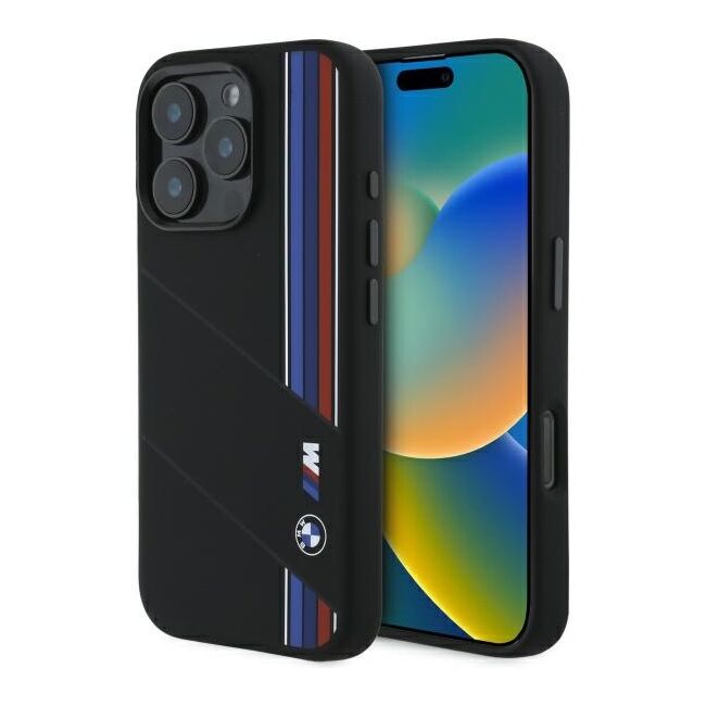 Husa premium pentru  iPhone 16 Pro Max compatibila MagSafe BMW Signature - Negru print
