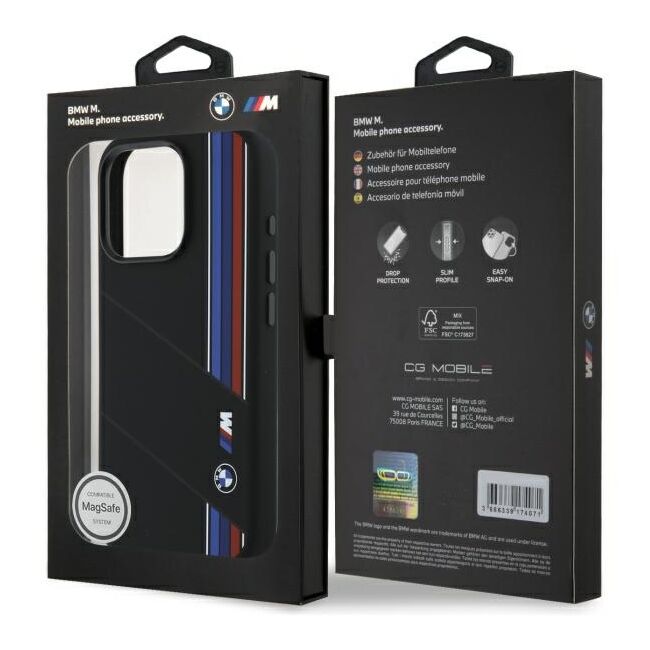 Husa premium pentru  iPhone 16 Pro Max compatibila MagSafe BMW Signature - Negru print