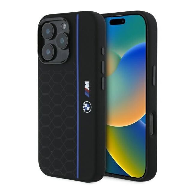Husa premium pentru  iPhone 16 Pro Max compatibila MagSafe BMW Signature - Negru royal