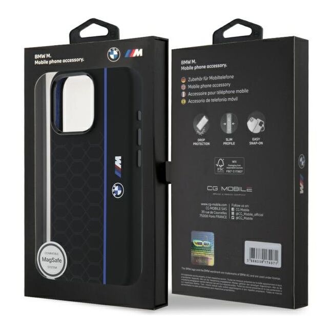 Husa premium pentru  iPhone 16 Pro Max compatibila MagSafe BMW Signature - Negru royal