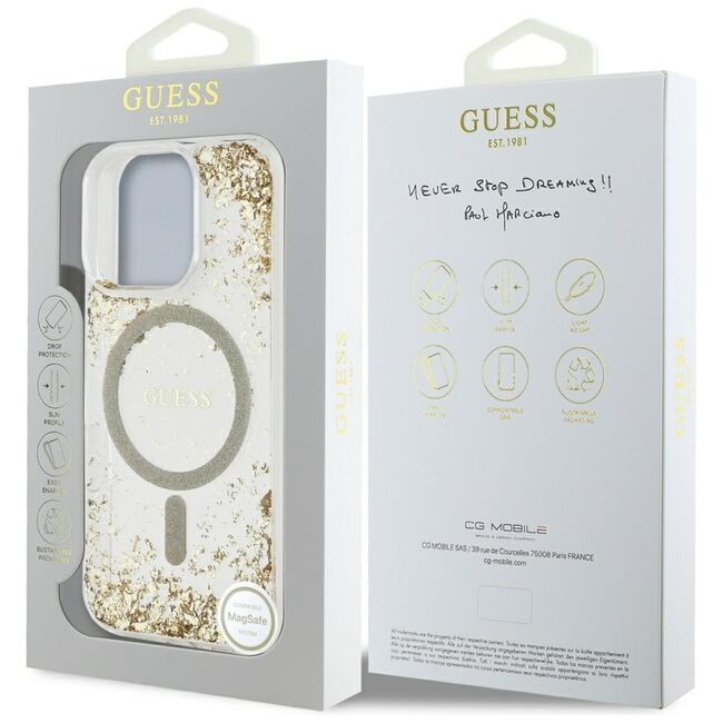 Husa premium pentru  iPhone 16 Pro compatibila MagSafe Guess Luxury Series - Auriu