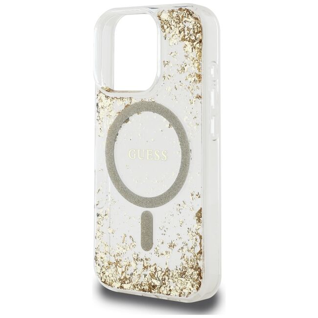Husa premium pentru  iPhone 16 Pro compatibila MagSafe Guess Luxury Series - Auriu