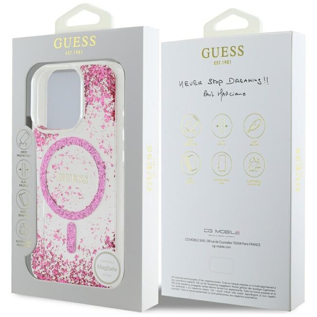 Husa premium pentru  iPhone 16 Pro compatibila MagSafe Guess Luxury Series - Roz
