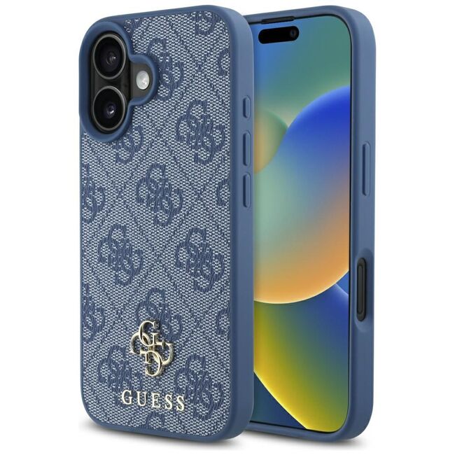 Husa premium pentru  iPhone 16 compatibila MagSafe Guess Luxury Series - Albastru