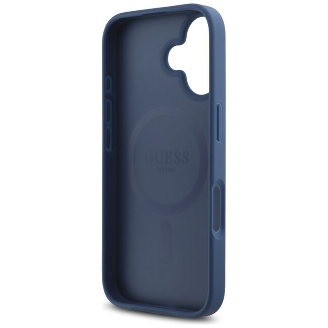 Husa premium pentru  iPhone 16 compatibila MagSafe Guess Luxury Series - Albastru