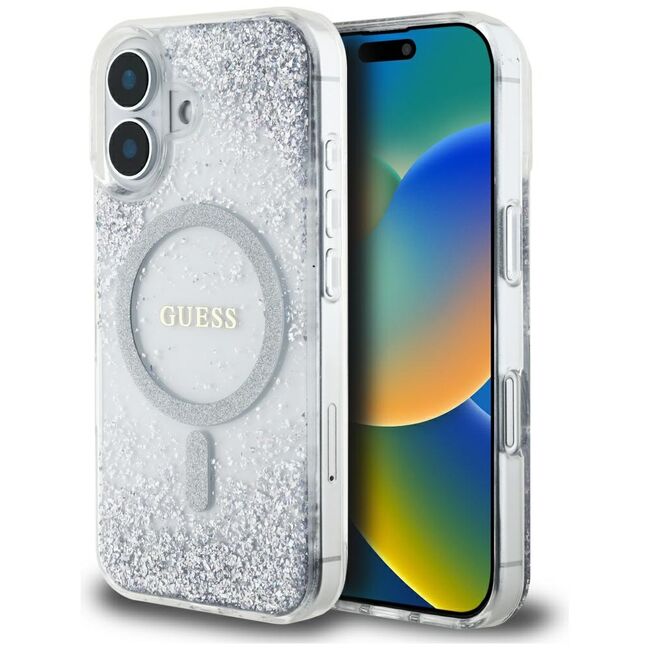 Husa premium pentru  iPhone 16 compatibila MagSafe Guess Luxury Series - Argintiu
