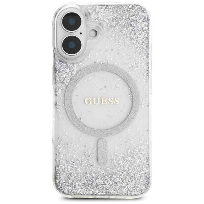 Husa premium pentru  iPhone 16 compatibila MagSafe Guess Luxury Series - Argintiu