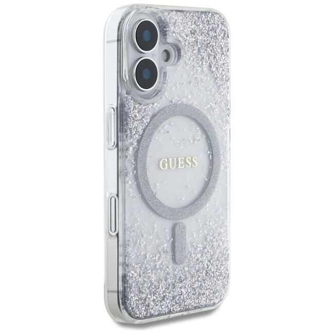 Husa premium pentru  iPhone 16 compatibila MagSafe Guess Luxury Series - Argintiu