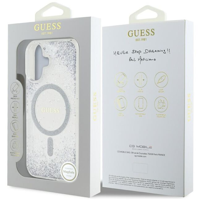 Husa premium pentru  iPhone 16 compatibila MagSafe Guess Luxury Series - Argintiu