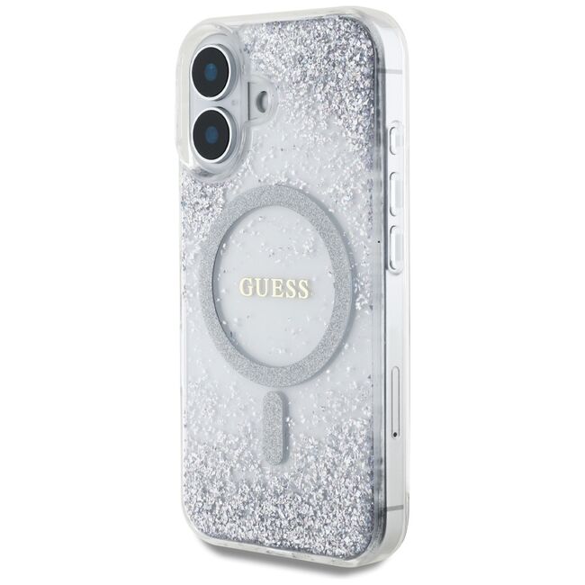 Husa premium pentru  iPhone 16 compatibila MagSafe Guess Luxury Series - Argintiu