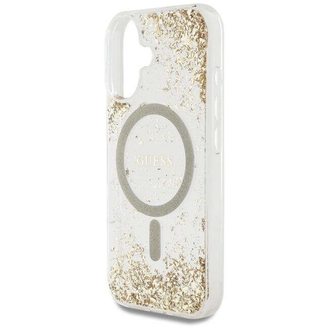 Husa premium pentru  iPhone 16 compatibila MagSafe Guess Luxury Series - Auriu