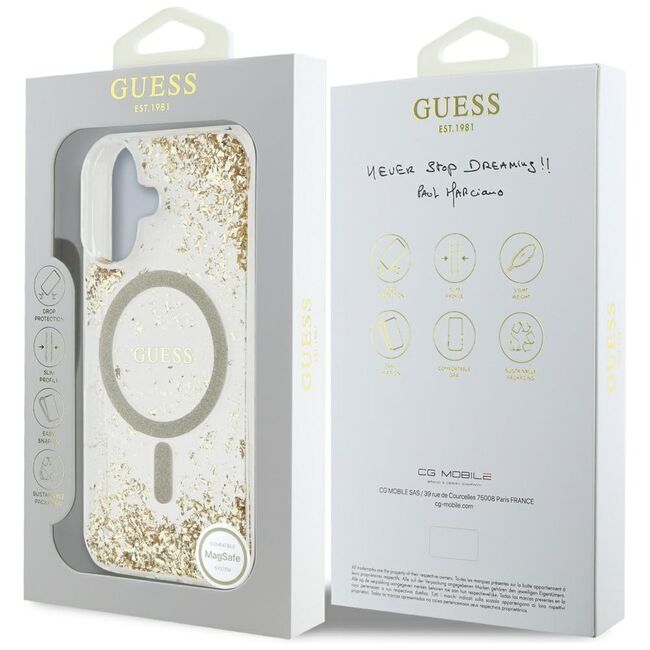 Husa premium pentru  iPhone 16 compatibila MagSafe Guess Luxury Series - Auriu