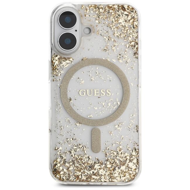 Husa premium pentru  iPhone 16 compatibila MagSafe Guess Luxury Series - Auriu
